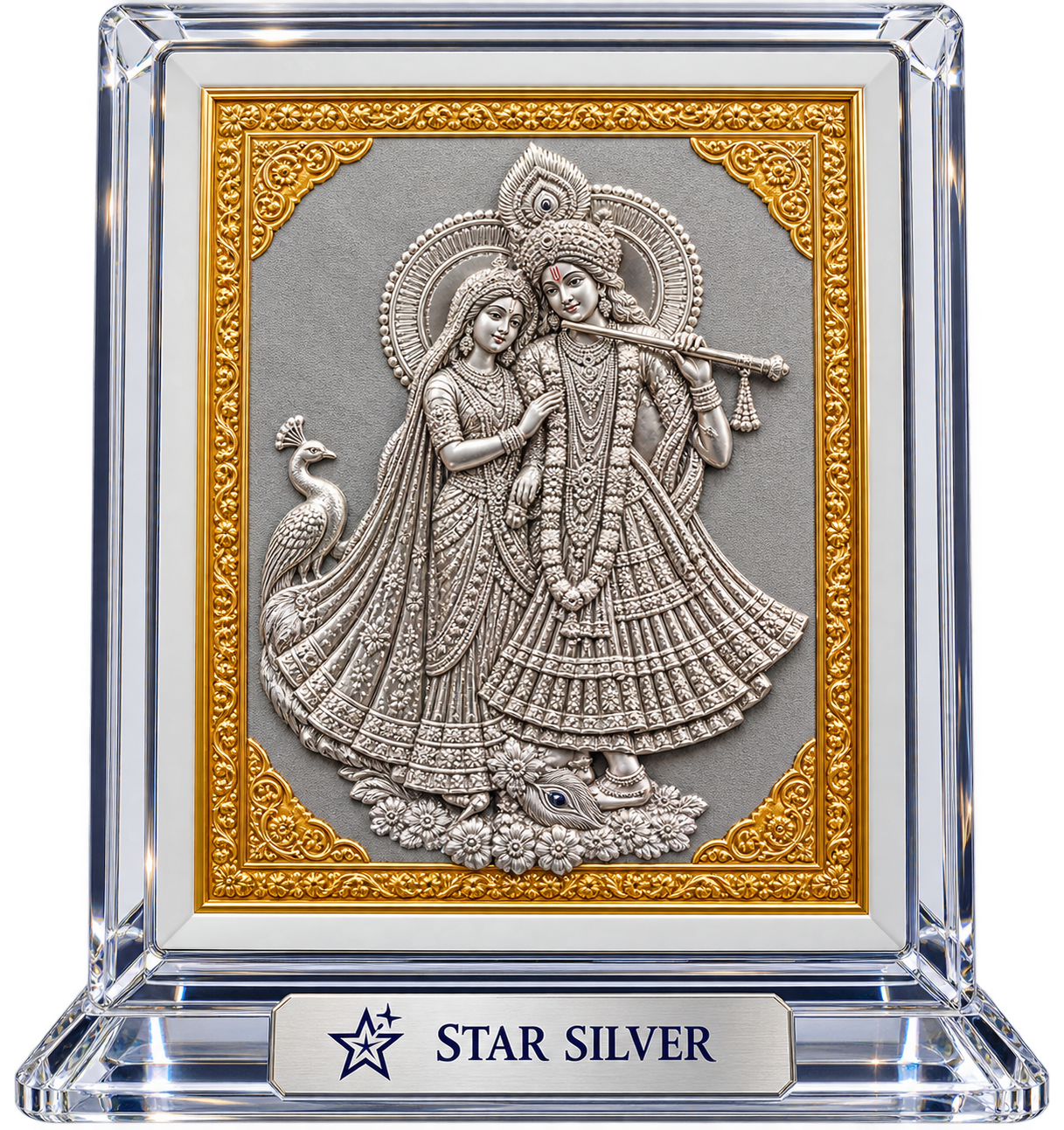 Radha Krishna Pure Silver Frame by Shekhar Chand Soni Jewellers